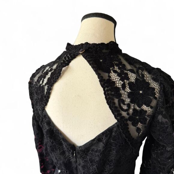 Anthropologie Saylor "Kacey" from Rent the Runway Lace Velvet Mini Dress, M - Picture 4 of 8